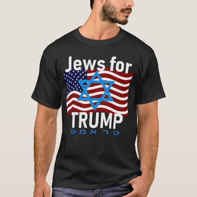 Camiseta Jews forrump American Flag Star of David Hebrew Su (Anverso)