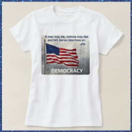 Camiseta JFK Cita Democracia Bandera Estadounidense Diseño