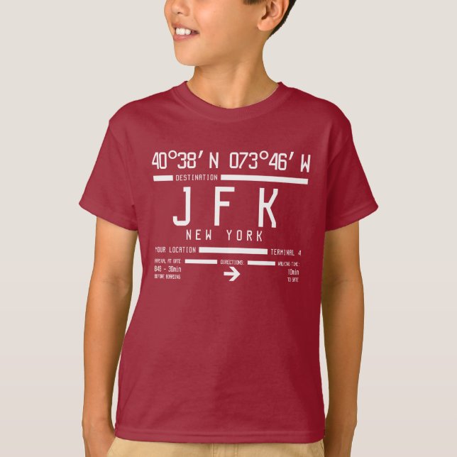 Camiseta JFK de Nueva York Código del Aeropuerto Internacio (Anverso)