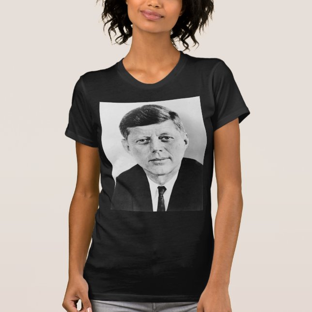 Camiseta JFK John F. Kennedy blanco y negro (Anverso)
