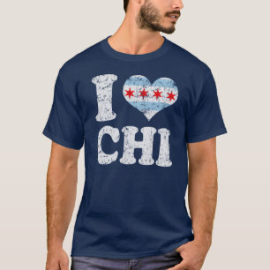 Camiseta JI de la bandera de Chicago del corazón I