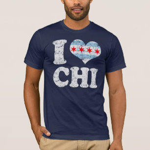 Camiseta JI de la bandera de Chicago del corazón I