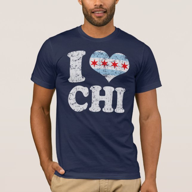 Camiseta JI de la bandera de Chicago del corazón I (Anverso)