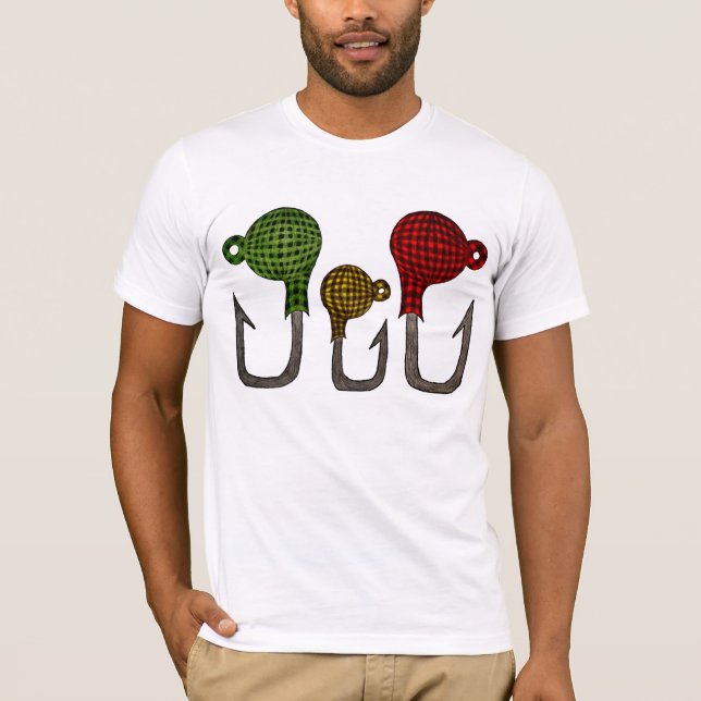 Camiseta jigheads de los pescados de la tela escocesa - (Anverso)