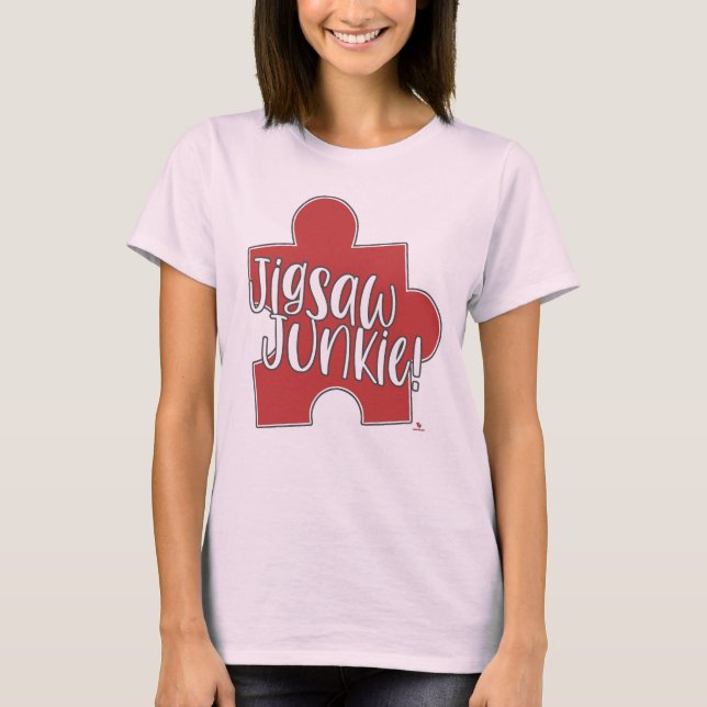 Camiseta Jigsaw Junkie Funny Puzzle Hobby Logo (Anverso)