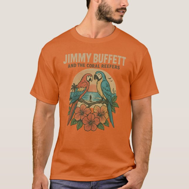 CAMISETA JIMMY BUFFETT Y LOS REFERENTES DEL CORAL (Anverso)