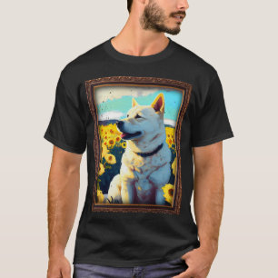 Camiseta Jindo Coreano Pintando Flor De Girasol Madres F