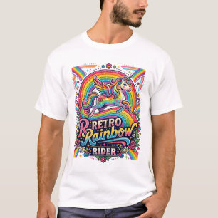 Camiseta Jinete de Arcoíris Retro Unicornio