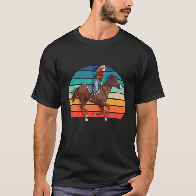 Camiseta Jinete de caballos Cowgirl Chica de campo ecuestre (Anverso)