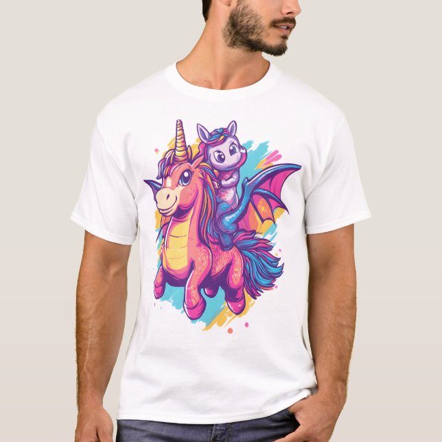 Camiseta Jinete de Dragón Unicornio (1) (Anverso)