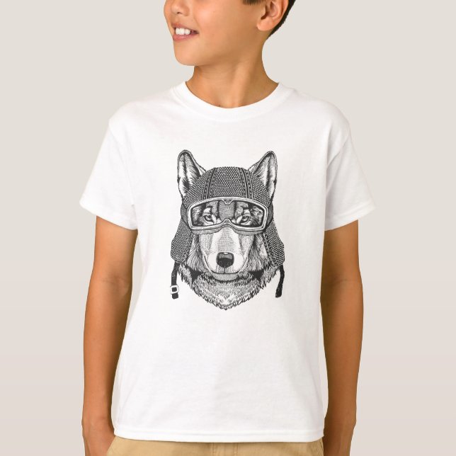 Camiseta Jinete de la motocicleta del perro del lobo (Anverso)