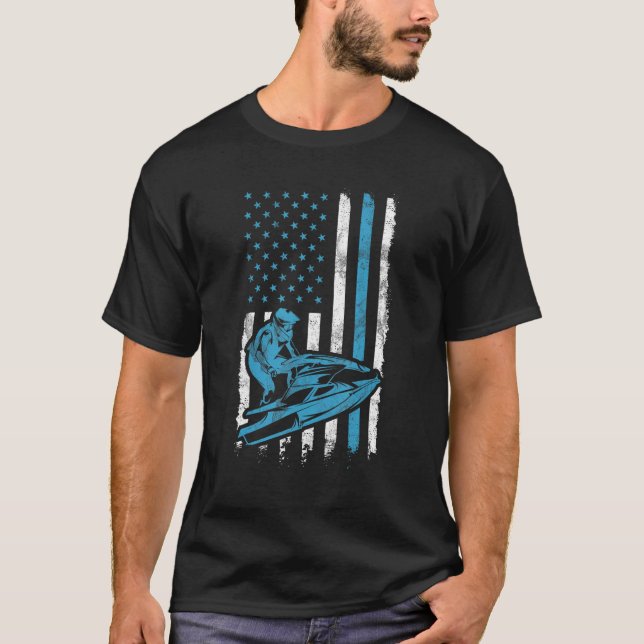 Camiseta Jinete de moto acuática Bandera Estados Unidos Dep (Anverso)