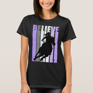 Camiseta Jinete de Vaquera Púrpura de Carreras de Barriles