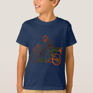 Camiseta Jinete en el arco iris de la motocicleta metálico