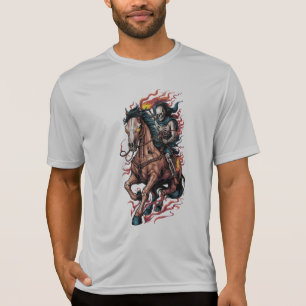 Camiseta Jinete Esqueleto Ígneo en un Caballo Galopante