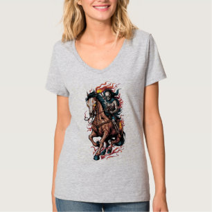 Camiseta Jinete Esqueleto Ígneo en un Caballo Galopante
