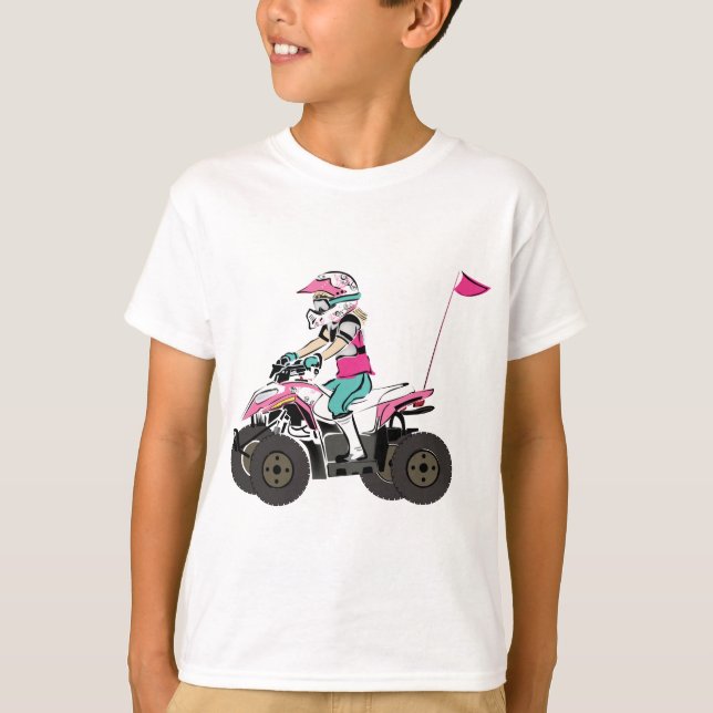 Camiseta Jinete rosado y negro del chica ATV (Anverso)