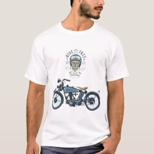 Camiseta jinete y moto vieja, color de la motocicleta