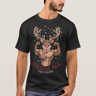 Camiseta Jingle All Th divertido gimnasio de Navidad Reno