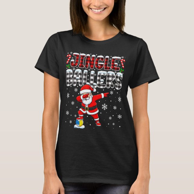Camiseta Jingle Ballers Plaid Santa Dabbing Volleyball Chri (Anverso)