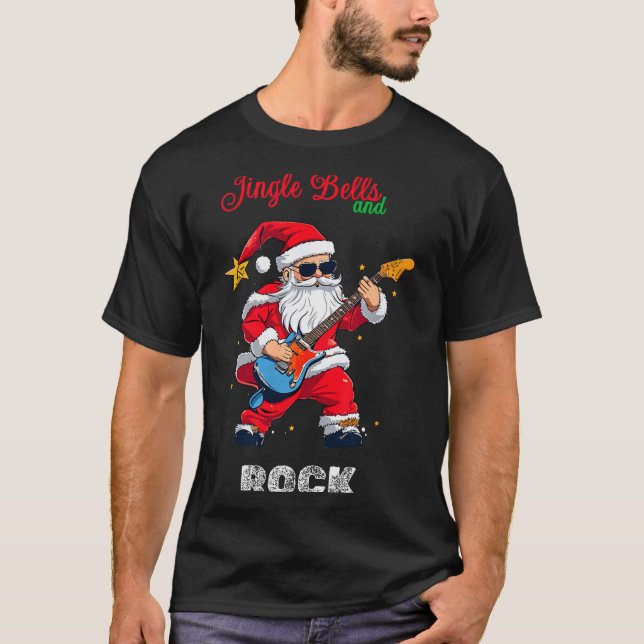 Camiseta Jingle Bell And Rock Christmas Santa Rolling Playi (Anverso)
