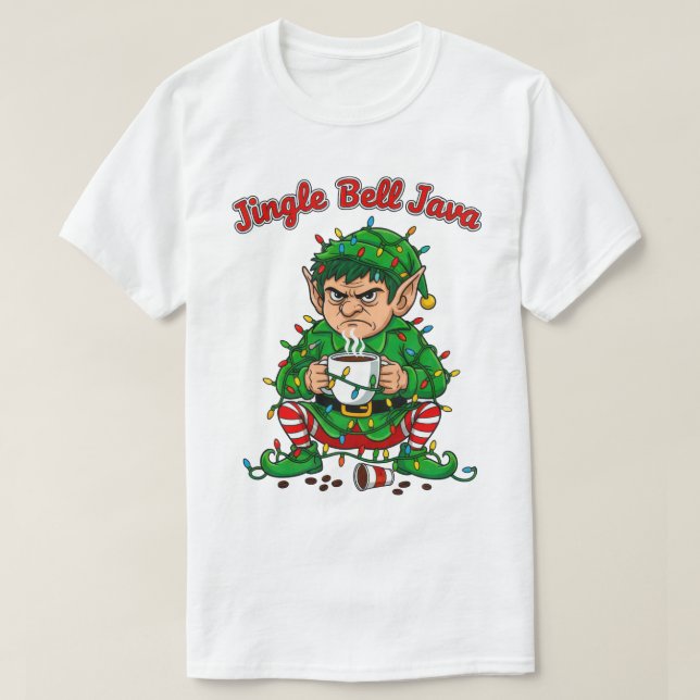 Camiseta Jingle Bell Java Funny Elf Coffee Design (Diseño del anverso)
