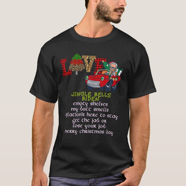 Camiseta Jingle Bells Biden huele a Santa Plaid Tree Christ (Anverso)