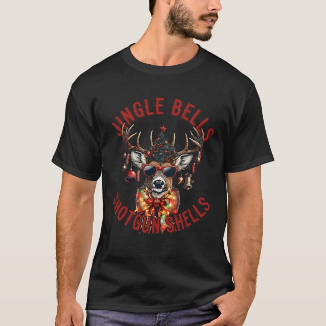 Camiseta Jingle Bells con escopeta con divertido caza (Anverso)