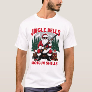 Camiseta Jingle Bells con escopeta con Navidades Funny Sant