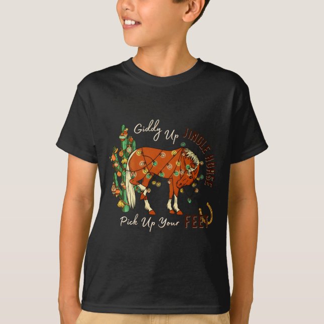 Camiseta Jingle Funny Horse Ck Up Your Feet Cactus Western, (Anverso)