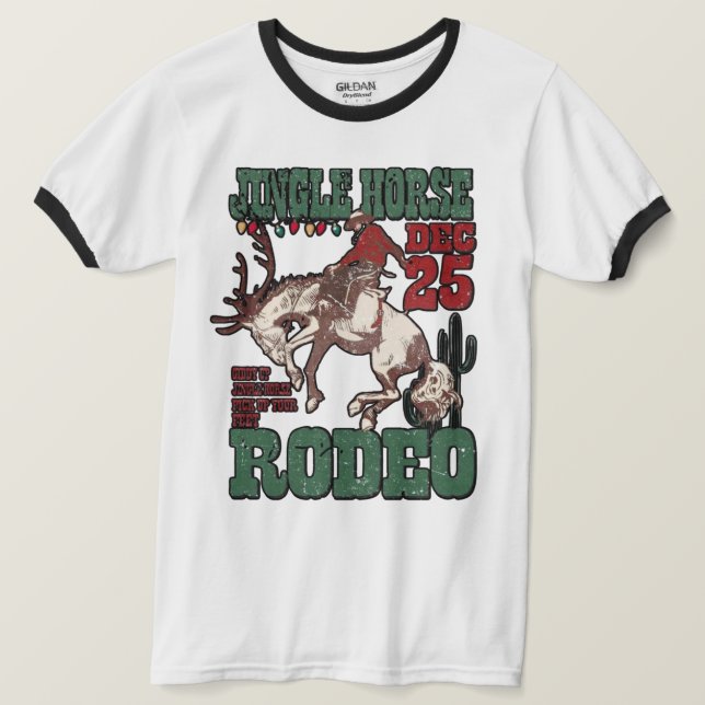 Camiseta 🎄 Jingle Horse Rodeo T-Shirt – Western Christmas  (Anverso del diseño)