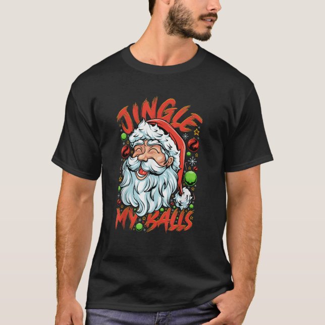 Camiseta Jingle My Balls mira Hipster Funny Santa Humo (Anverso)