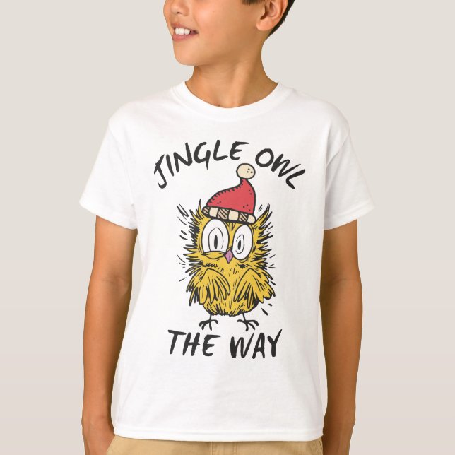 Camiseta Jingle Owl con el gracioso Santa Owl (Anverso)