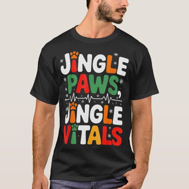 Camiseta Jingle Paws Jingle Vitals Funny Vet Nurse Xmas  (Anverso)