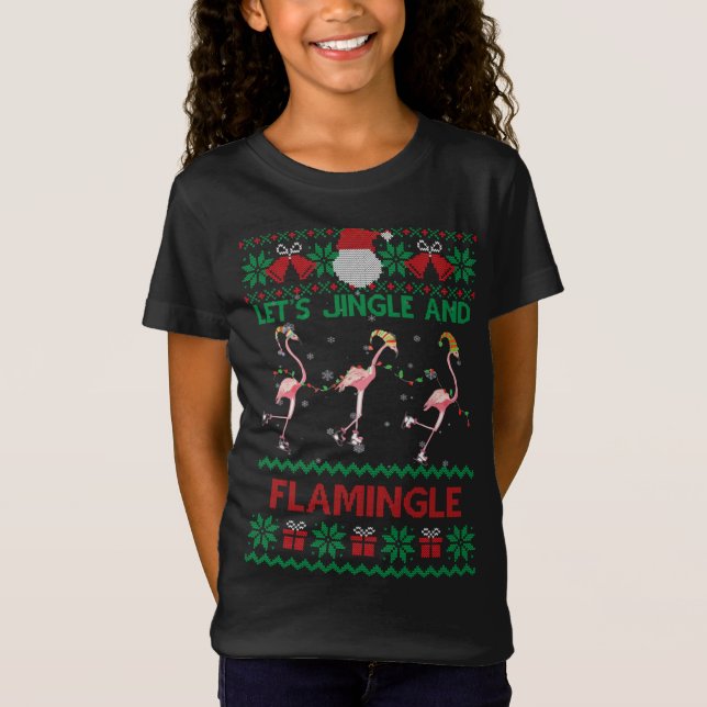 Camiseta Jingle y Flamingle - Navidades Flamingos C (Anverso)