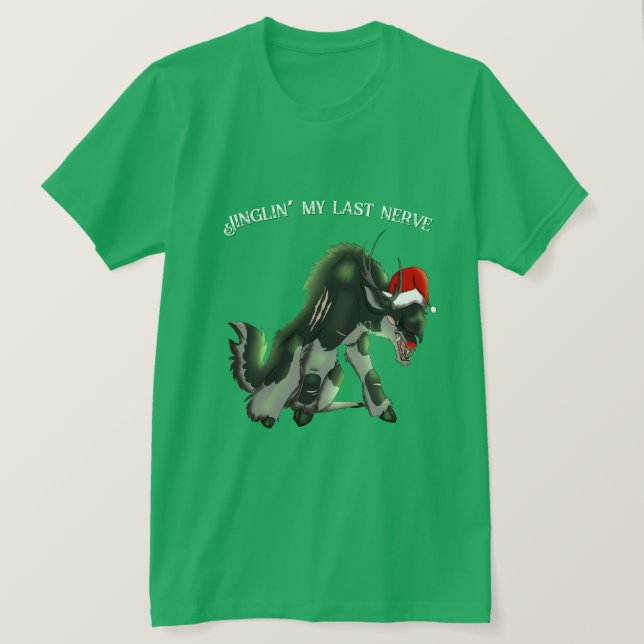 Camiseta Jinglin' My Last Nerve Angry Reindeer Funny Horror (Anverso del diseño)