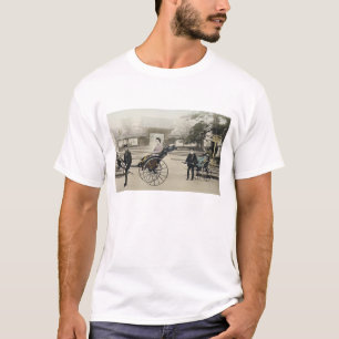 Camiseta "Jinrikisha" delante de un templo, c.1880 (mano co