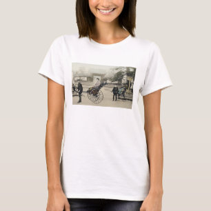 Camiseta "Jinrikisha" delante de un templo, c.1880 (mano co
