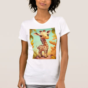 Camiseta Jirafa bebé linda tropical de dibujos animados-375