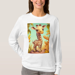 Camiseta Jirafa bebé linda tropical de dibujos animados-375