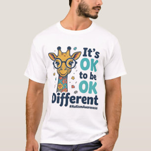 Camiseta Jirafa de Conciencia del Autismo Está Bien Ser Dif
