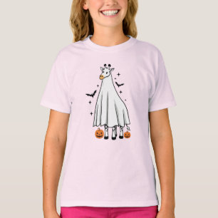 Camiseta Jirafa de dibujos animados fantasmas calabazas de