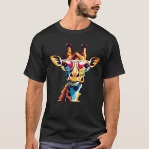 Camiseta Jirafa de Moda con Gráficos de Gafas – Amante de l