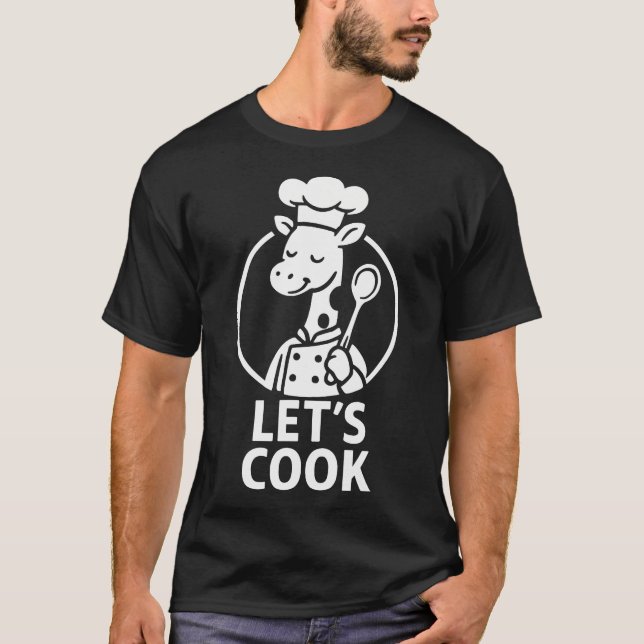 Camiseta Jirafa Divertida Chef Cocinando Deja (Anverso)