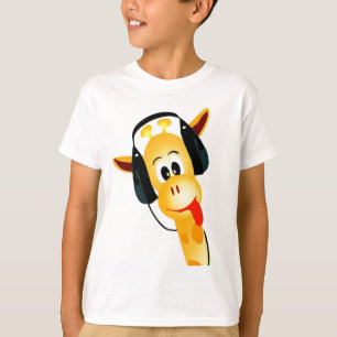 Camiseta jirafa divertida con los auriculares