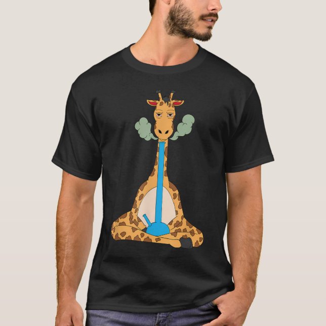 Camiseta Jirafa Divertida Fumando Bong (Anverso)