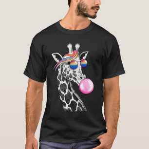 Camiseta Jirafa genial con gafas de sol y chicle