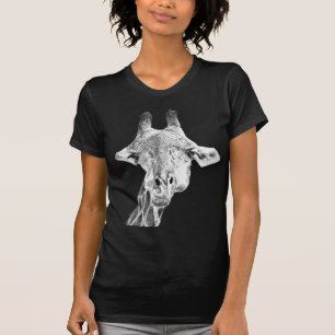 Camiseta Jirafa Linda Negro y Blanco Animal Divertido Moder