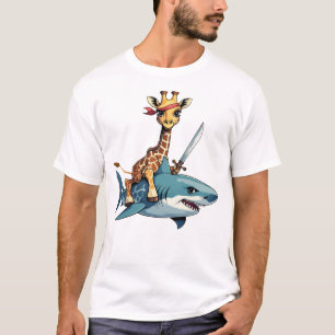 Camiseta Jirafa montando un tiburón con una espada – Arte s