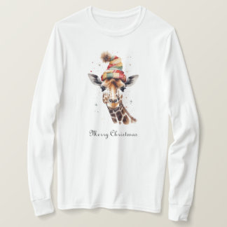 Camiseta Jirafa Navideña Acogedora, personalizada